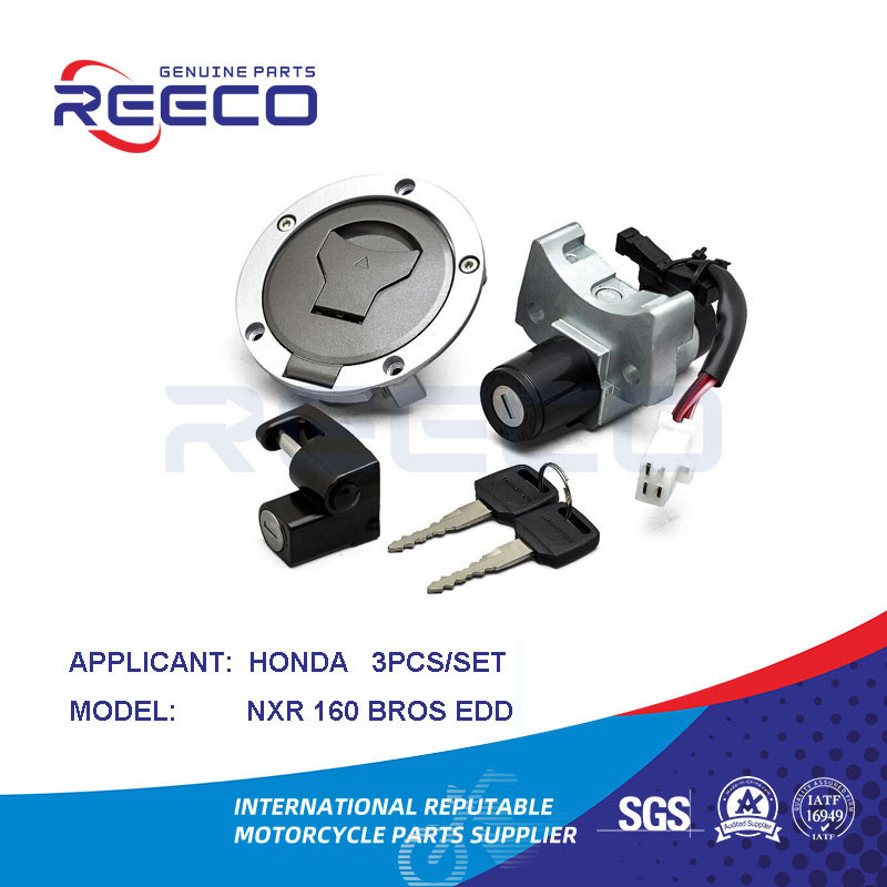 Kit de interruptor de motocicleta de calidad Reeco OE (interruptor de encendido, tapa del tanque de combustible, bloqueo de manija...) para Honda Nxr 160 Bros Edd Juego de 3 piezas