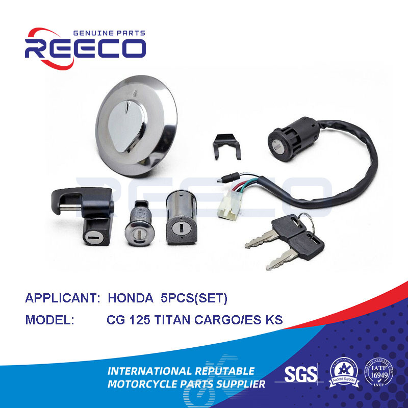 Kit de interruptor de motocicleta de calidad Reeco OE (interruptor de encendido, tapa del tanque de combustible, bloqueo de manija...) para Honda Cg 125 Titan Cargo Es Ks Juego de 5 piezas